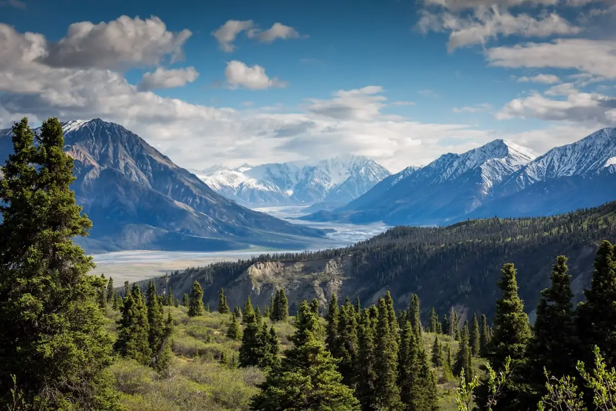 Mountain lake and alpine peaks