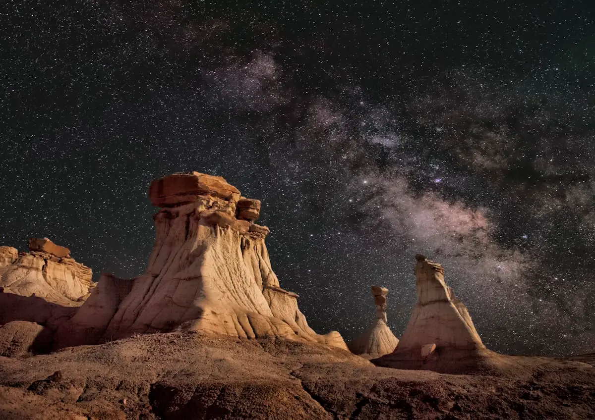 Rock formations under a dramatic sky
