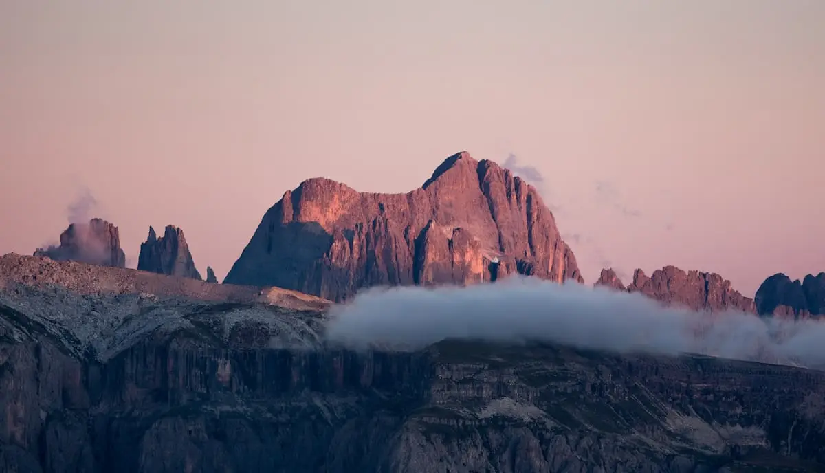 Mountain range in warm evening light